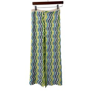 Capittana Crochet Maxi Skirt M/L Multi Color Wave Knit Boho Festival Beach
